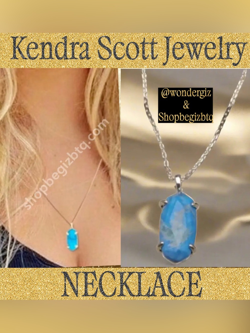 Kendra Scott Authentic Gold/Blue Howlite Harrison Necklace